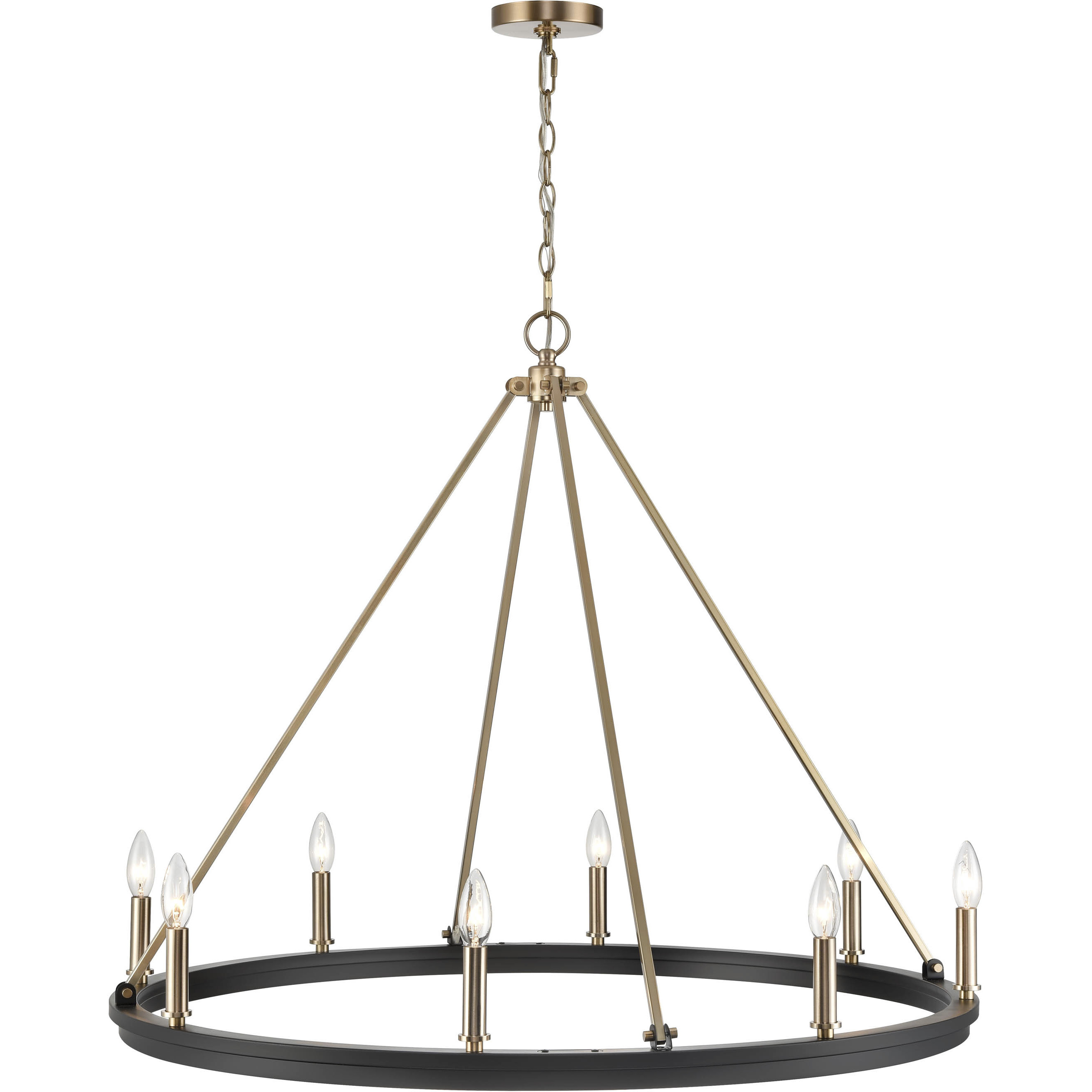 Carruth 8 Light 36 inch Matte Black/Modern Gold Chandelier Ceiling Light